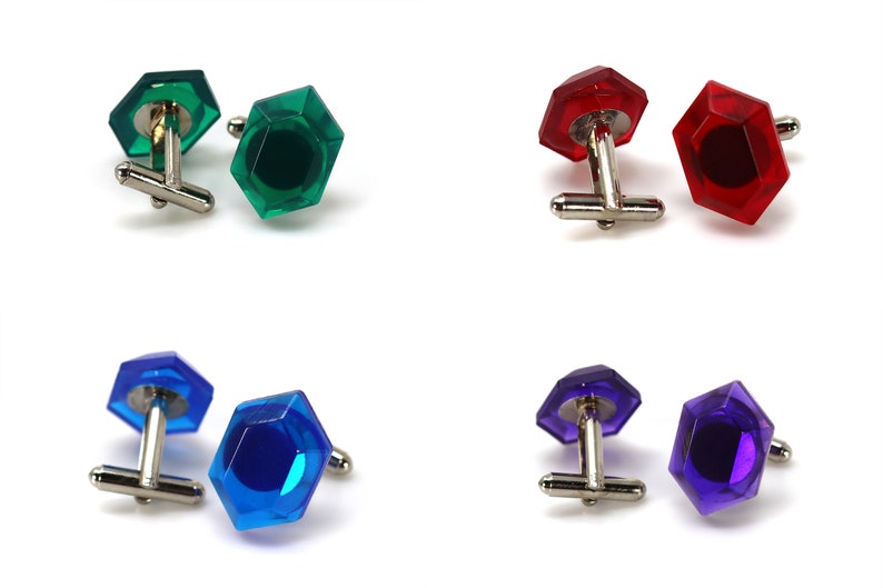 Zelda Rupee Cufflinks: Crystal Resin Legend of Zelda Gift CFF1 image 3