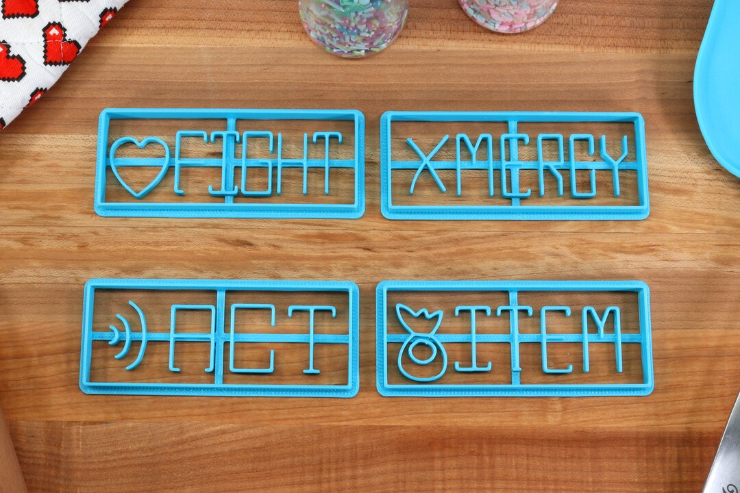 Undertale Cookie Cutters Battle Options- Mercy, Fight, Item, Act  - Undertale /  Baking Gift