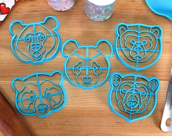 Bear Face Cookie Cutters – Black, Panda, Brown, Polar, Spectacled