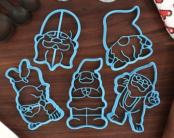 Gnarly Gnomes Cookie Cutters: Beach, Handstand, Short, Standing Gnome - Set 1