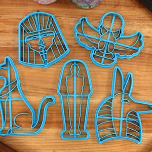 Egyptian Cookie Cutters - Mummy, Pharaoh, Sphinx Cat, Sun Scarab, Anubis - Ancient Egypt
