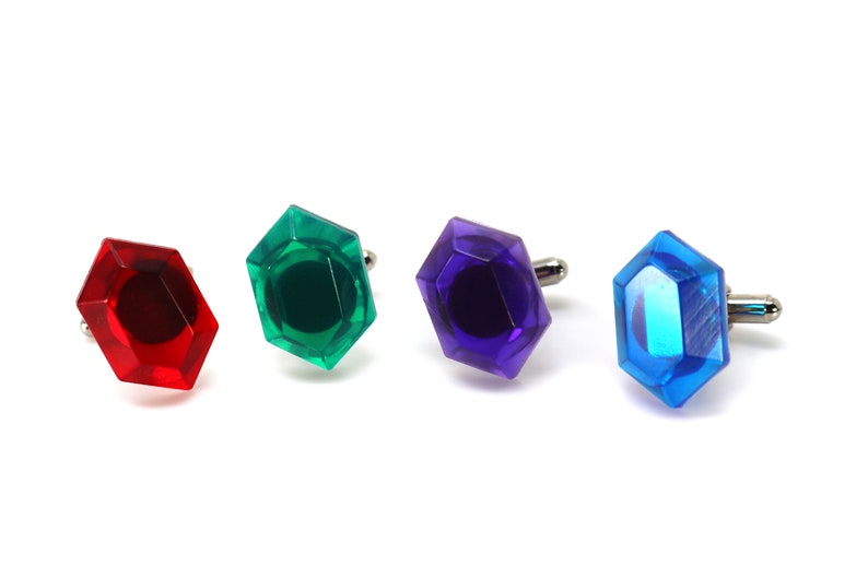 Zelda Rupee Cufflinks: Crystal Resin Legend of Zelda Gift CFF1 image 2