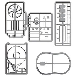 Conjunto de cortadores de biscoitos de tecnologia: modelos de impressão 3D de ícones de computador (download digital)