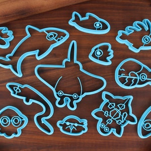 Kawaii Sea Creature Cookie Cutters - 12 Varied Cutter Bundle - All Sizes included - Cake Decorations or Cookie Icing Tools