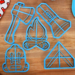 Cortadores de galletas para acampar: Mochila, Tienda de campaña, Fogata, Linterna, Hacha