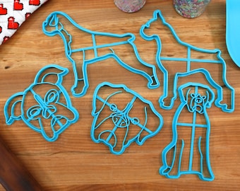 Boxer Cookie Cutters: Dog Face, Outline, Stack, Sitting