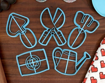 Cortadores de galletas para jardinería: paleta, regadera y bolsa de semillas (juego de 5)