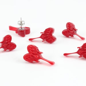 Bleeding Heart Glow Earrings: Red Crystal Resin Rave Jewelry ERG1 image 3