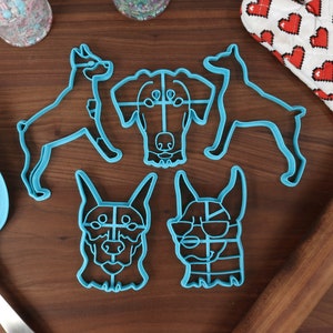 Dutiful Dobermans Cookie Cutters - Doberman Face, Detailed Puppies, Doberman Outline, Doberman Sunglasses - Cute Dobermans & Dog Merch