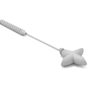 May include: A white, star-shaped, decorative, metal,  rod with a spiral handle.