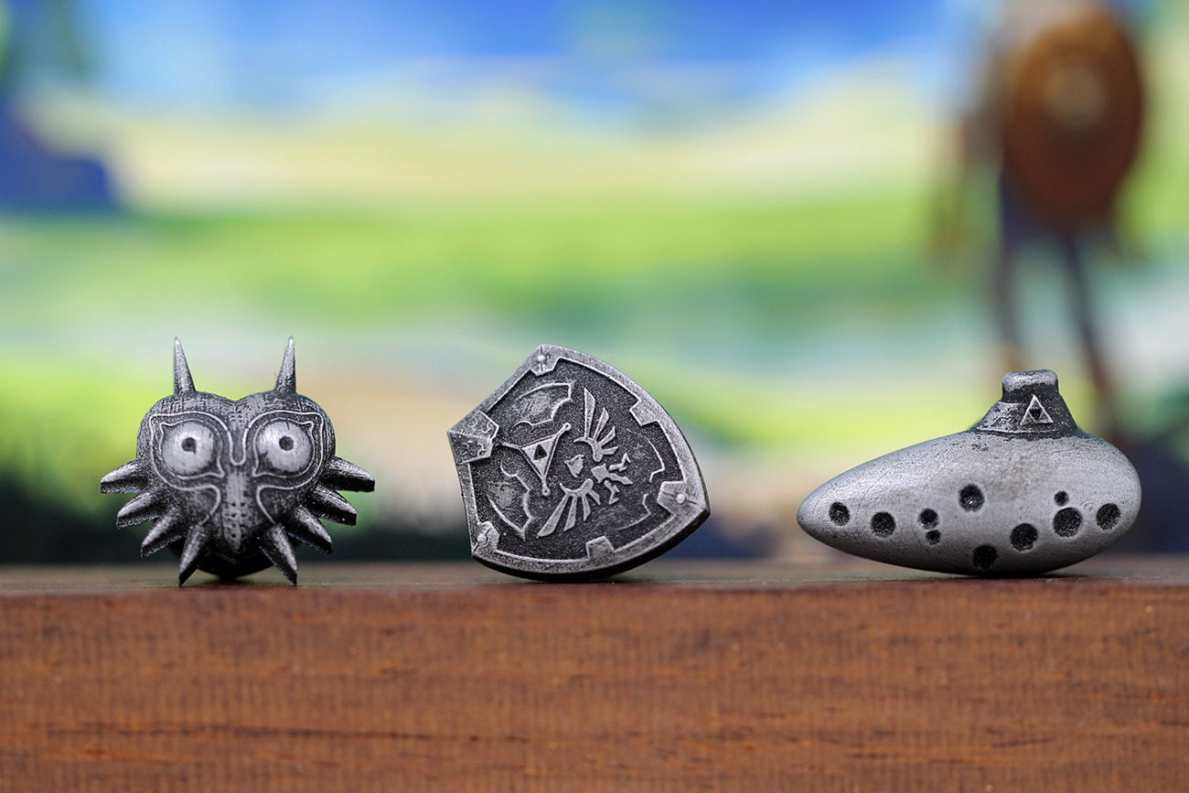 Zelda Cufflinks *Majoras Mask, Ocarina, Hylian Shield* Legend of Zeld…