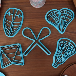 Lacrosse Sports Cookie Cutters - Crosse Sticks, Lacrosse Goal, Lacrosse Head, Lacrosse Heart, Lacrosse Helmet Face Plate - LaCrosse Baking