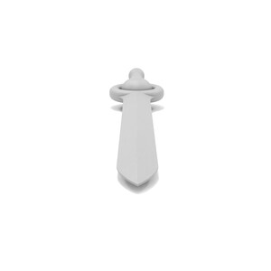 May include: A white plastic sword with a rounded handle and a pointed tip.