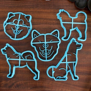 Akita Cookie Cutters - Akita Face, Akita Outline, Akita Sitting, Akite Squish, Akita Stack - Akita Gift