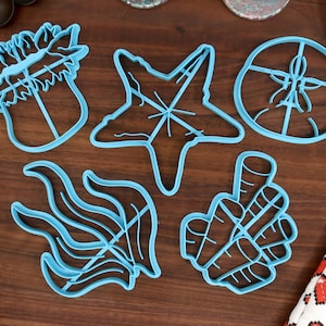 Seafloor Cookie Cutters - Sand Dollar, Seaweed, Starfish, Coral, Anemone - Beach Animal Cookie