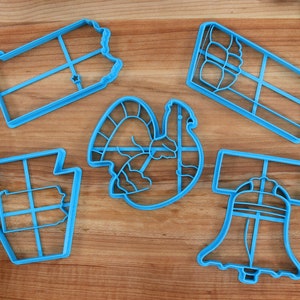 Pennsylvania Cookie Cutters - Pennsylvania Outline, Chocolate Bar, Liberty Bell, Ruffed Grouse - Pennsylvania State Fan