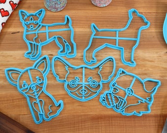 Chihuahua Cookie Cutters: Face, Stack, Strawberry, Outline
