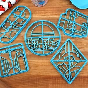 Vaporwave Dreams Cookie Cutters - Big Vaporwave, Crystal Monitor, Mountainside Vapor, Starry Pill, Sunset Cityscape - Vaporwave Gift