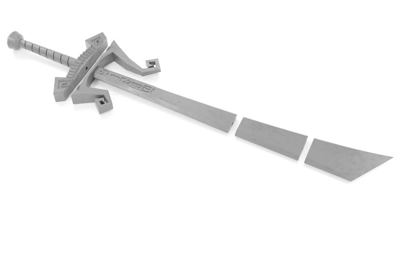 May include: A silver-coloured sword with a detailed hilt and a long, straight blade. The sword is disassembled into five pieces.