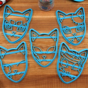 Kitsune Mask Cookie Cutters - Nami Kitsune, Mako Kitsune, Sabi Kitsune, Tanji Kitsune, Giy Kitsune,  - Anime Baking