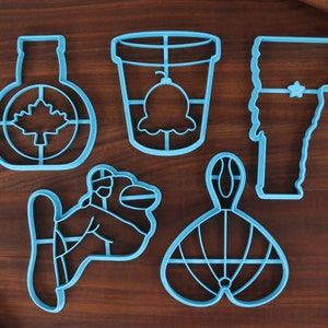 Vermont Cookie Cutters - Vermont Zustand Umriss, Tränende Herzblume, Eiscreme Pint, Ahornsirup, Snowboarder - VM Geschenkidee