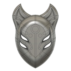 4 Eyed Kitsune Mask 3D Print Model - Daemon Face Mask Prop - Samurai Anime Mask Cosplay Download - Spirit Props & Weapons - Oni Demon | 3DP2