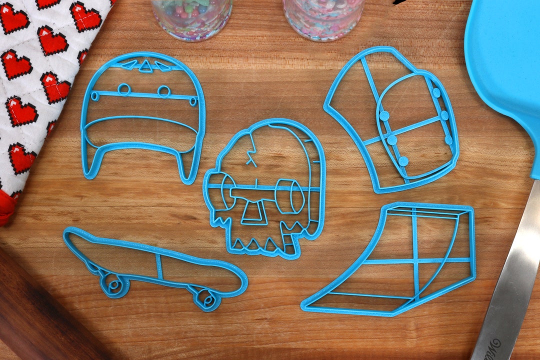 Skateboard Cookie Cutters - Skateboard Outline, Skateboarding Helmet ...