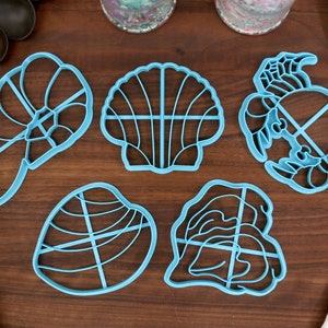 Shellfish Cookie Cutters - Clam Cookie, Crab Cookie, Shrimp Cooie, Scallop Cookie, Oyster Cookie - Beach Party Gift