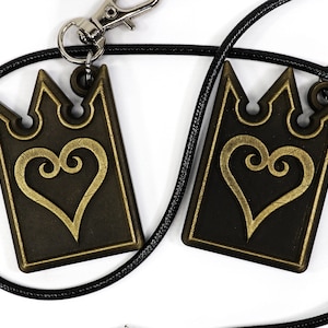 Cartão de Coração Kingdom Hearts - Corrente de Memórias - Chaveiro/Colar de Metal Envelhecido - Presente Kingdom Hearts | KY1