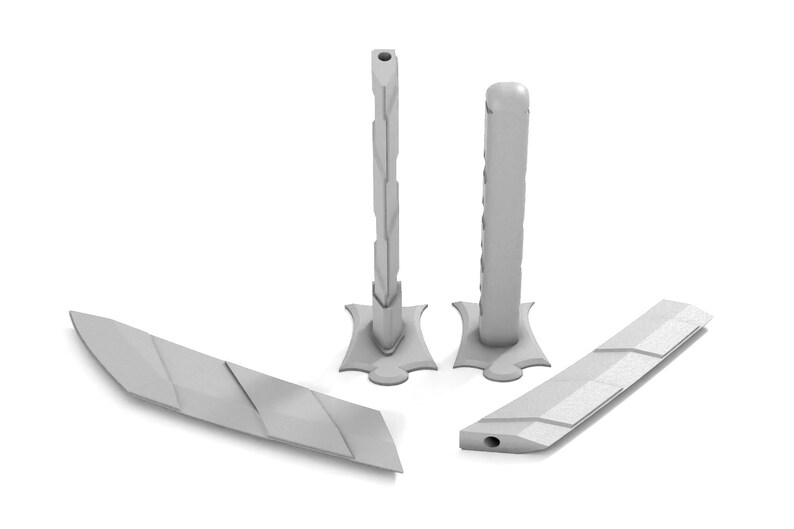 May include: Four gray plastic pieces, two tall posts with a base, one long curved piece, and one shorter curved piece. The pieces are designed to be used as a traffic barrier.