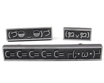 Kaomoji Pin Set: Japanese Emoticons, Crystal Resin & Aluminum