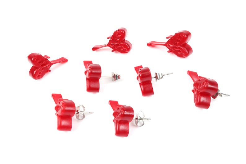 Bleeding Heart Glow Earrings: Red Crystal Resin Rave Jewelry ERG1 image 7