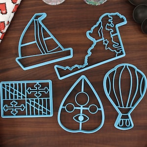 Maryland Cookie Cutters - Hot Air Balloon, Maryland State Flag, Maryland Outline, Ouiji Planchette, Sailbot- MD Gift Idea