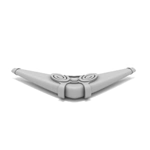 Puede incluir: Un kazoo de pl&aacute;stico blanco con dos agujeros circulares en la parte superior.