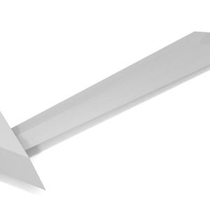 May include: A white, triangular-shaped sword with a silver blade and a wrapped handle.