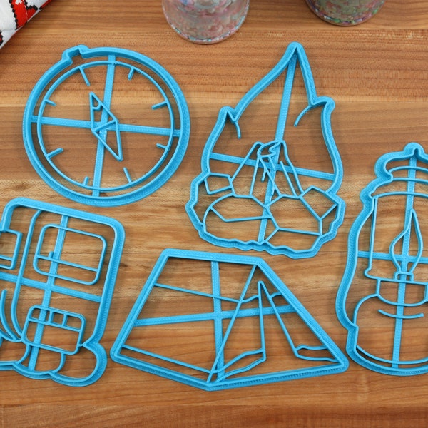 Camping Gear Cookie Cutters - Campfire, Camping Backpack, Camping Lantern, Camping Tent, Compass - Camping Gift Idea