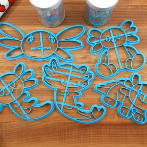 Cute Axolotl Cookie Cutters - Heart Tail Axolotl, Sad Axolotl, Sitting Axolotl, Smiling Axolotl, Swimming Axolotl - Axolotl Gift Idea