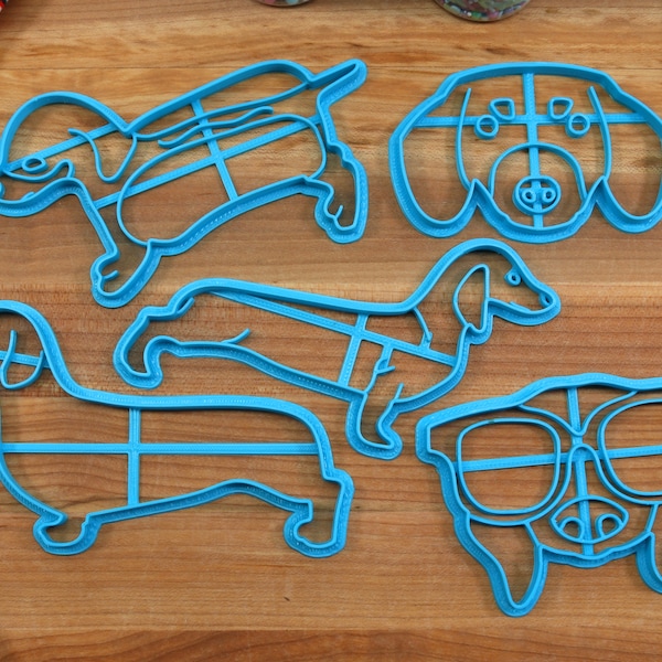 Dachshund Cookie Cutters - Dachshund Stack, Dachshund  Face, Dachshund Outline, Dachshund Glasses  - Gift for Dachshund  Owner