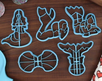Mermaid Cookie Cutters: Sea Siren, Tail, Seashell Bra - Sea Life Baking