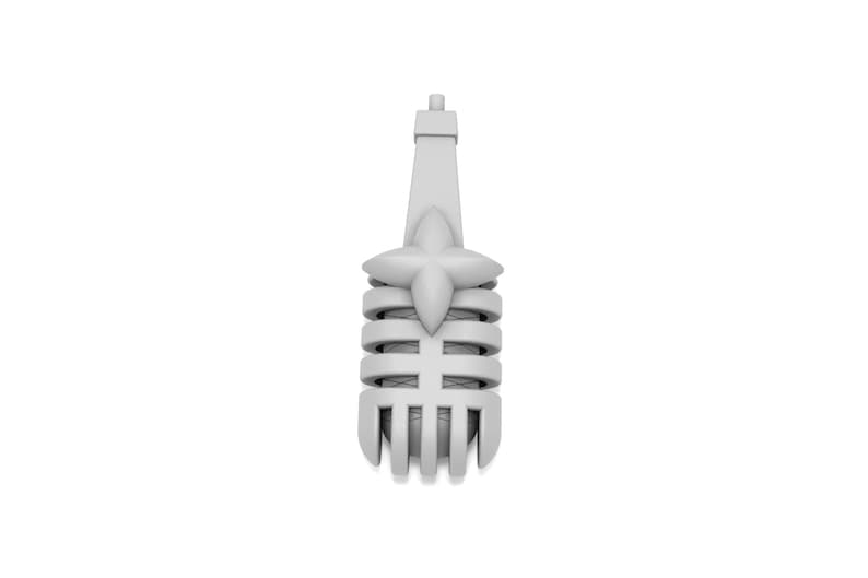 May include: A white metal bottle stopper with a star-shaped design on top and a spiral design on the bottom.