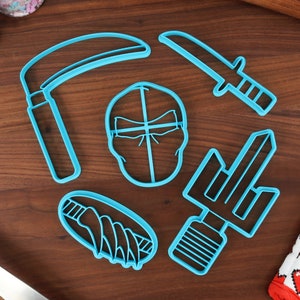 Ninja Items Cookie Cutters, Set 2 - Climbing Claws, Kama, Ninja Cowl, Sai, Tanto - Samurai Tools, Ancient Weapons - Ninja Training