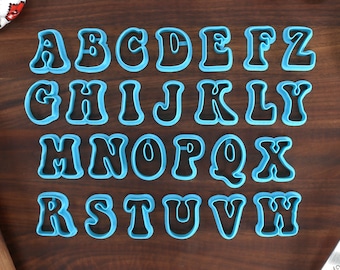 Groovy FONT Cookie Cutters - 70s Baking, 80s Baking Fondant Letters, Letters for Cake decorating