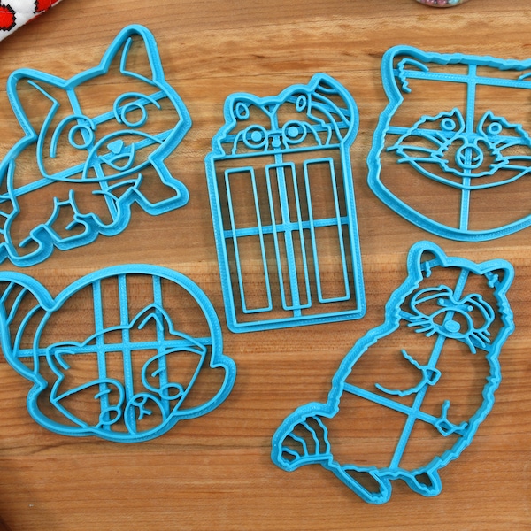 Raccoon Cookie Cutters  - Happy Raccoon, Raccoon Face, Sleepy Raccoon, Standing Raccoon, Trash Raccoon- Trash Panda Gift