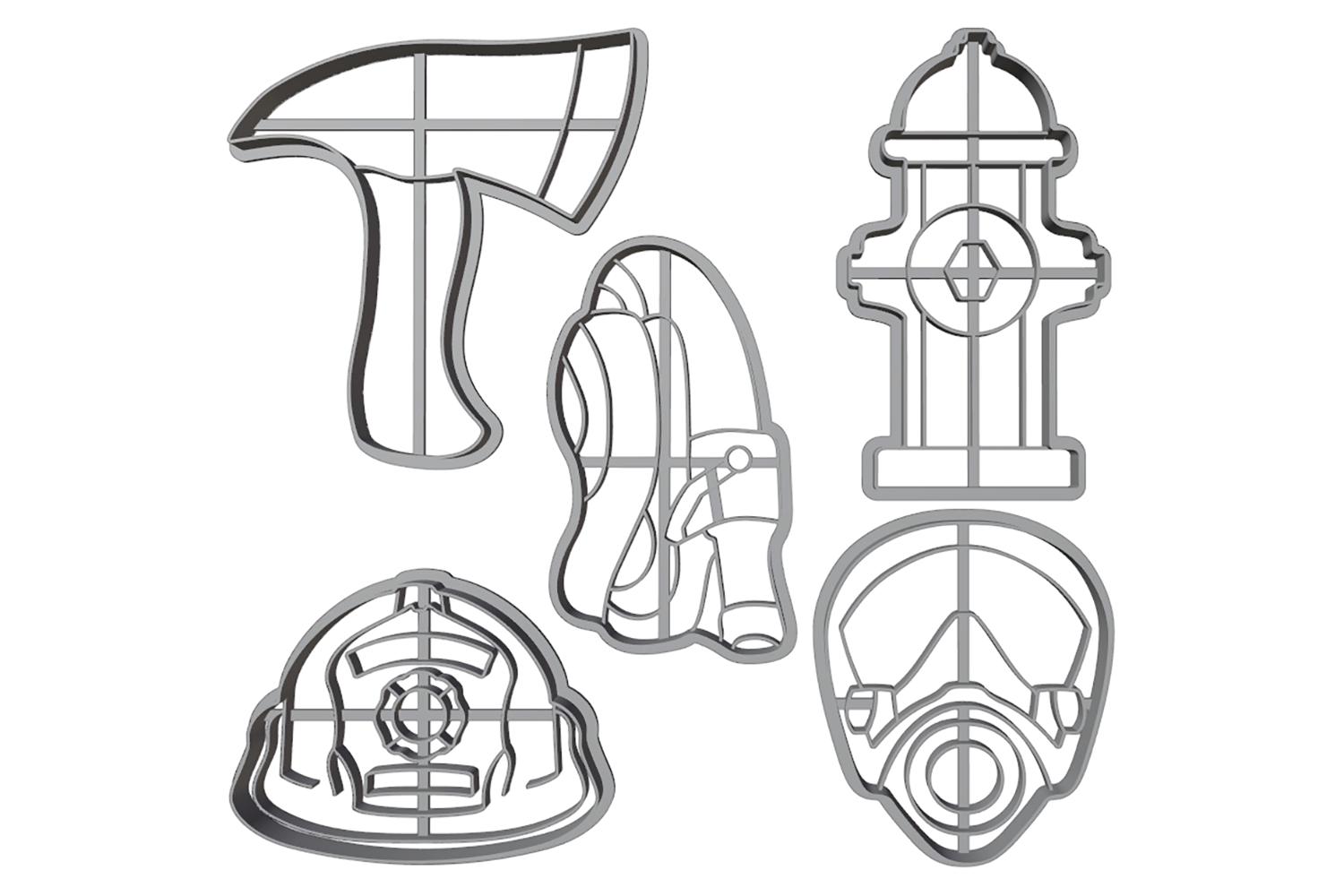 Firefighter Cookie Cutter 3D Print Models - Fire Fighters Cooking Utensils - Heroes & Protectors Baking Tools Download | 3DPCC