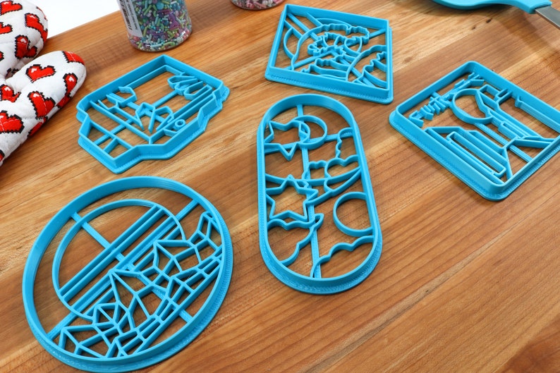 Vaporwave Dreams Cookie Cutters - Big Vaporwave, Crystal Monitor, Mountainside Vapor, Starry Pill, Sunset Cityscape - Vaporwave Gift