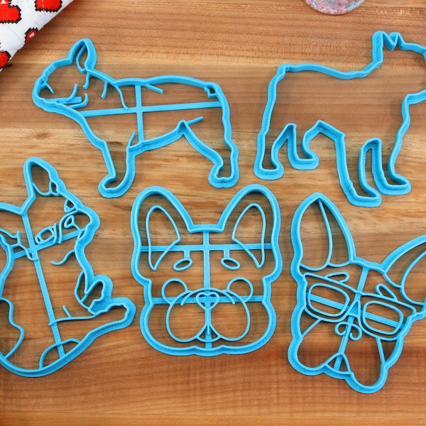 French Bulldog Cookie Cutters - Cutesy Frenchie, Frenchie Outline, Frenchie Sitting, Frenchie Stack - Gift for French bulldog Owner