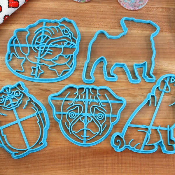 Pug Cookie Cutters - Comfy Pug, Pug Face, Pug Outline, Pugtoro, Sitting Pug - Gift for Pug Owner