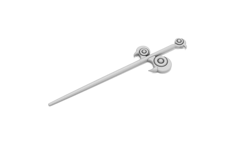 May include: A silver-colored decorative sword with a long, thin blade and a detailed, ornate handle.