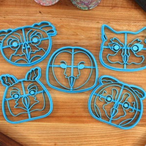 Owl Cookie Cutters - Barn Owl, Eastern Screech-Owl, Eurasian Eagle-Owl, Great Horned Owl, Long-Eared Owl