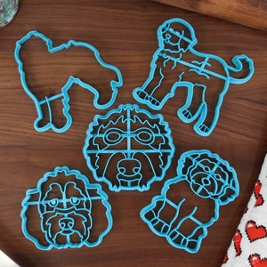 Goldendoodle Dog Cookie Cutters - Detailed Goldendoodle, Goggles Goldendoodle, Goldendoodle Face, Doodle Outline, Goldendoodle Sitting